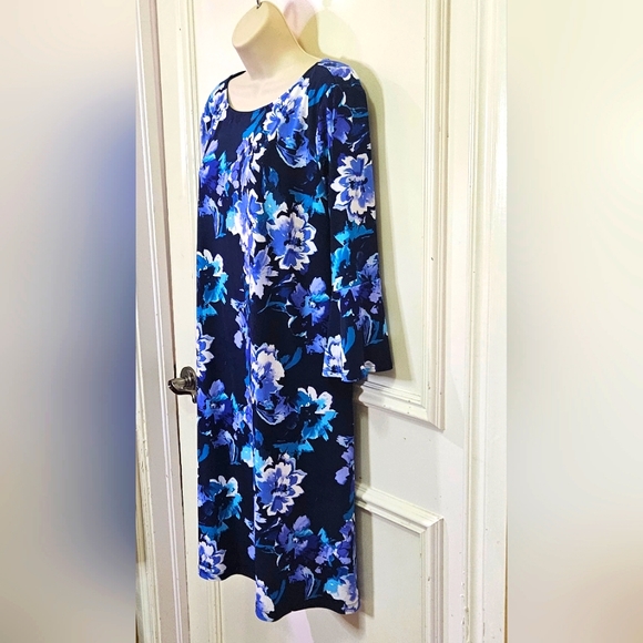 ROZ & Ali Navy Blue Multi-Color Floral Midi Dress, X-Large - Picture 5 of 16